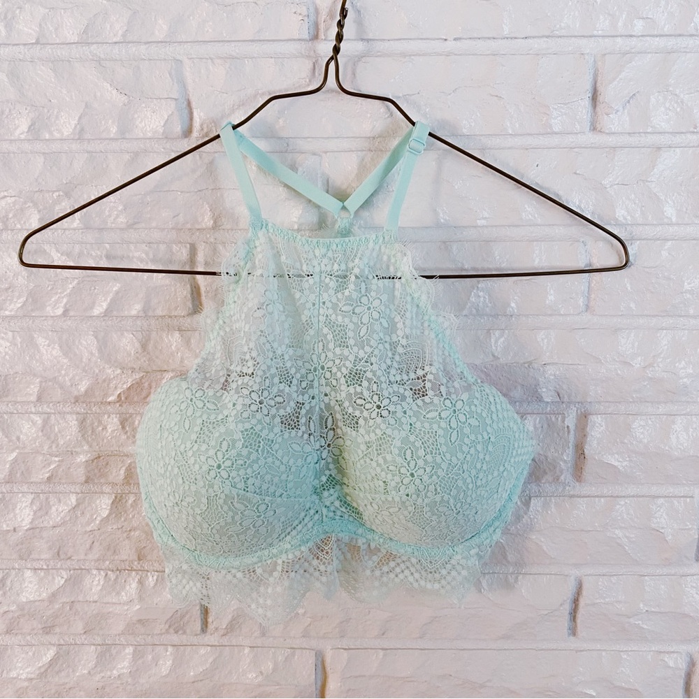 PINK Victorias Secret Push Up Halter Lace Bralette